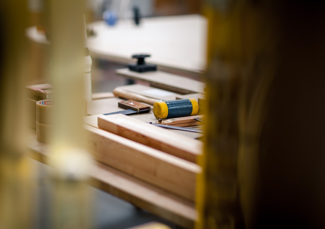 Close-up of tools in a carpentry workshop.